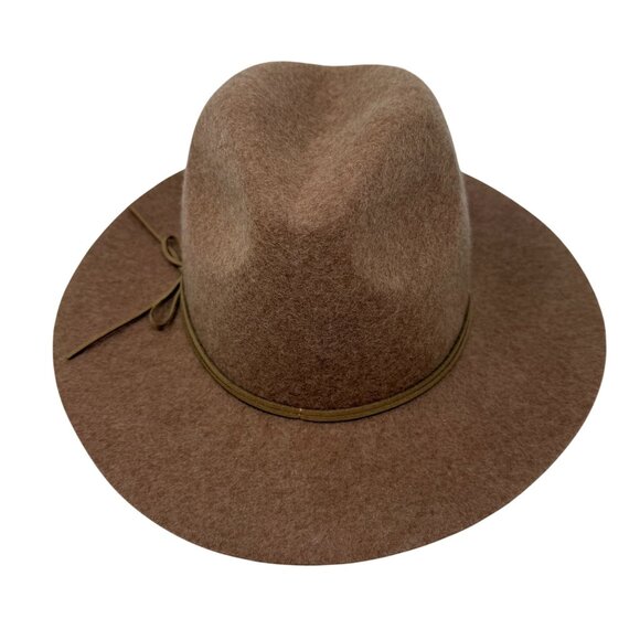 Banana Republic  Factory Wool Felt Fedora Hat M/L Brown Fall Tan Bow Cognac - Picture 3 of 9